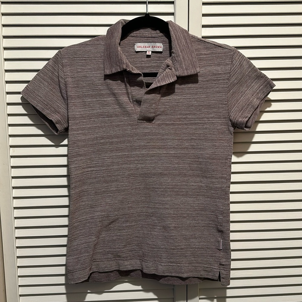 Men’s Orlebar Brown 100% Cotton Pique Polo Heathered Plum Size XS